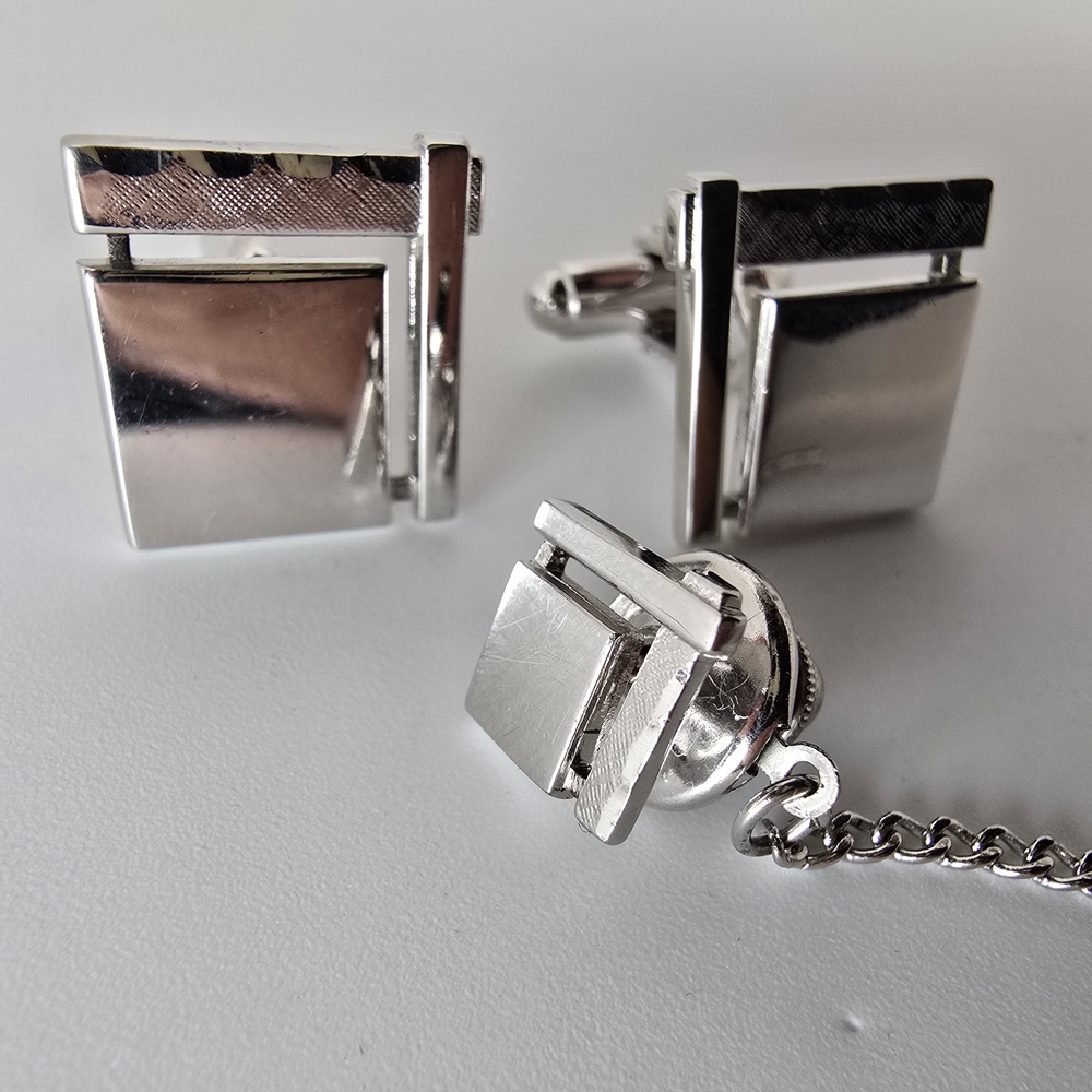 Elegant  Vintage Anson Sterling Silver Square Cufflinks